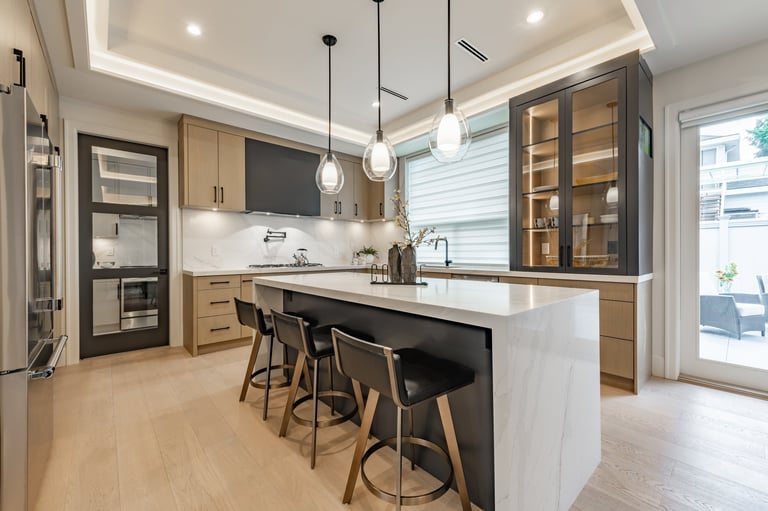 Modern kitchen with white cabinets